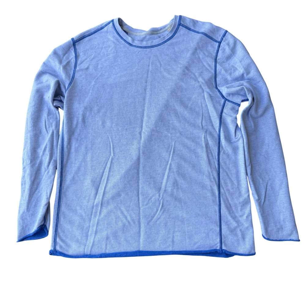 Tommy Bahama Blue Long Sleeve Crew Neck XL Coastal Casual Cotton Shirt